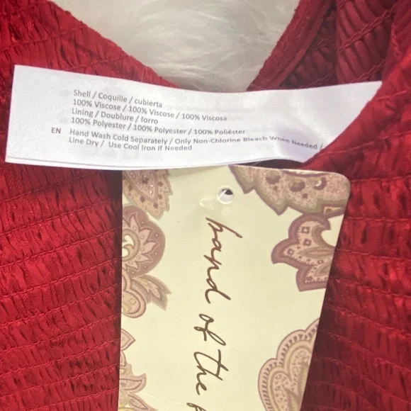 NWT Band of the free Elegant Red Smocked Top size small - Picture 8 of 8